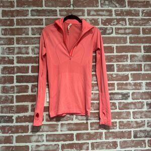 Lululemon Swiftly Tech Long Sleeve Half Zip Coral Pink Size 4 Thumbholes